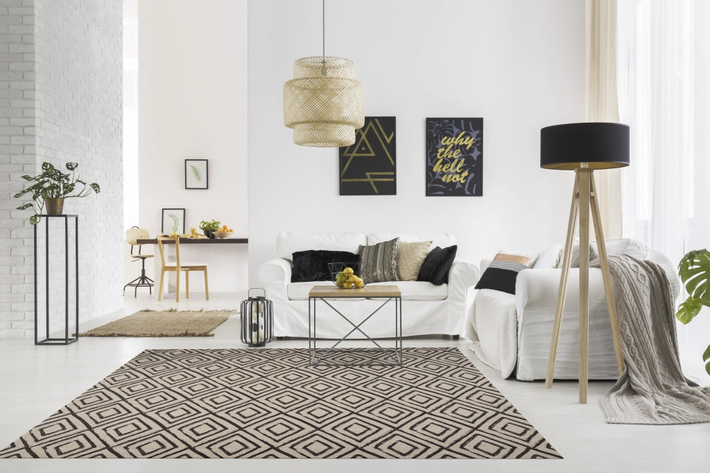 Tappeto vinilico di alta qualità sabbia-nero design 60x200
