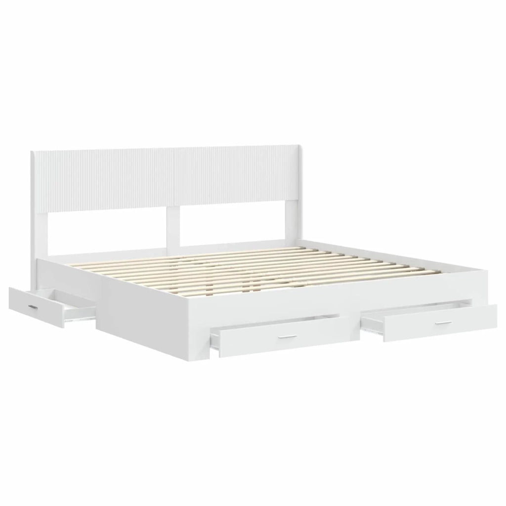 Struttura del letto con stoccaggio e testata Bianco 3414437