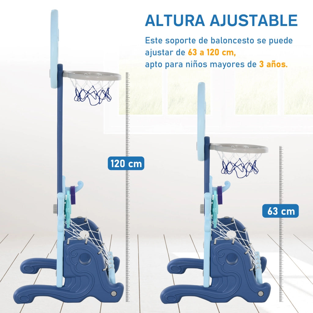 Cestino da Basket con Supporto e Altalena ¨C Minimal ¨C 58x56x154 cm Blu