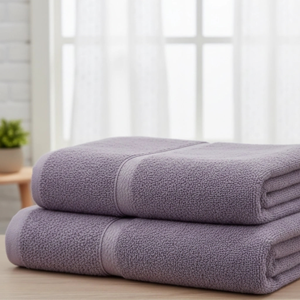 Sanonefa, set di Asciugamani 100% Cotone set da 2, Viola Lilla