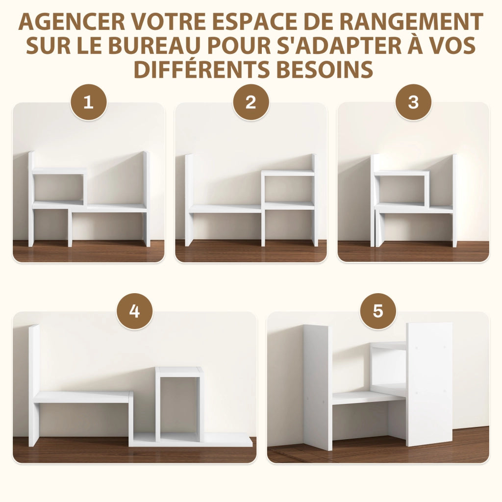 Scrivania modulare con scaffale ¨C Minimal ¨C MDF bianco 2 pezzi