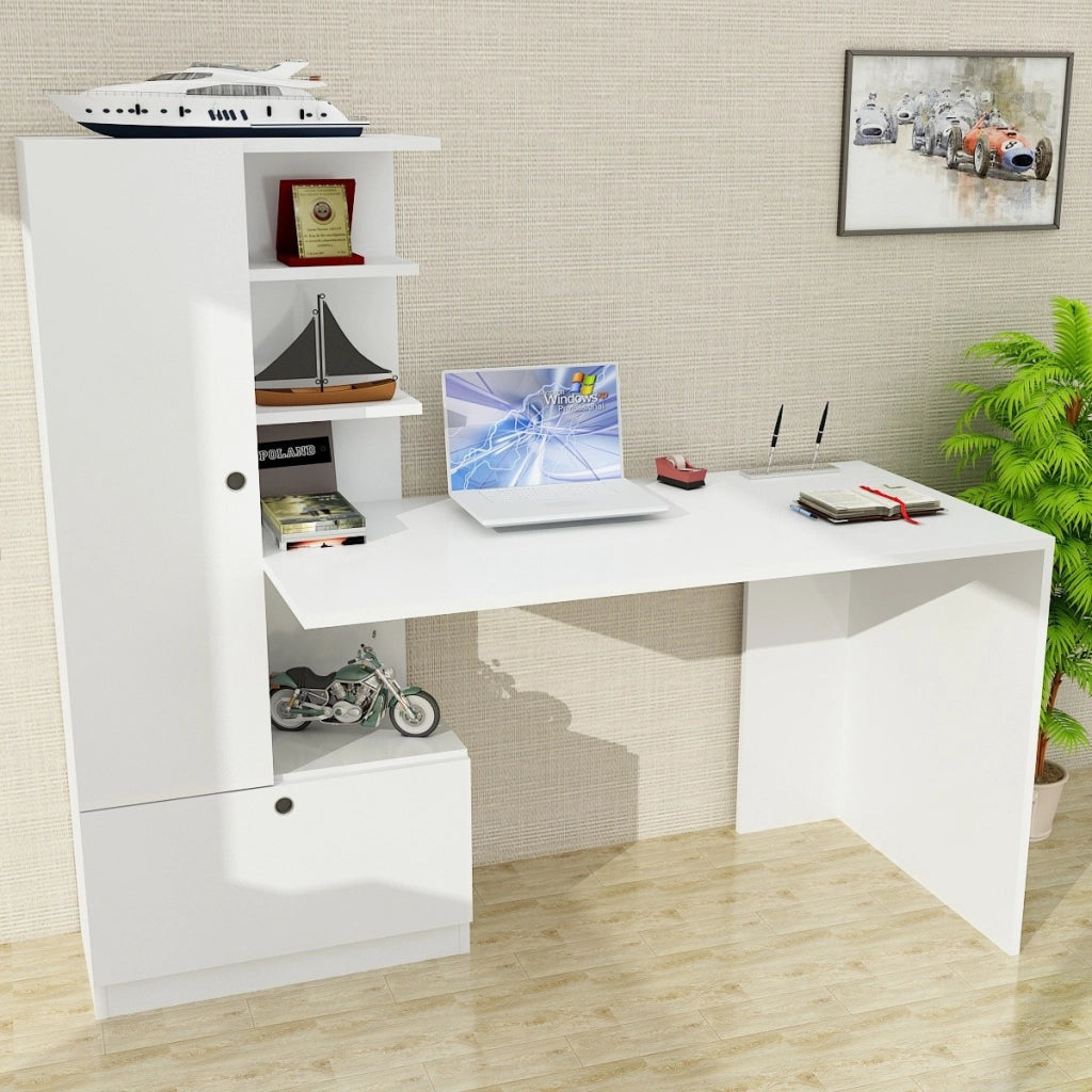 Bureau en bois "Domingos" - 149 x 61 x 73 cm - Bianco