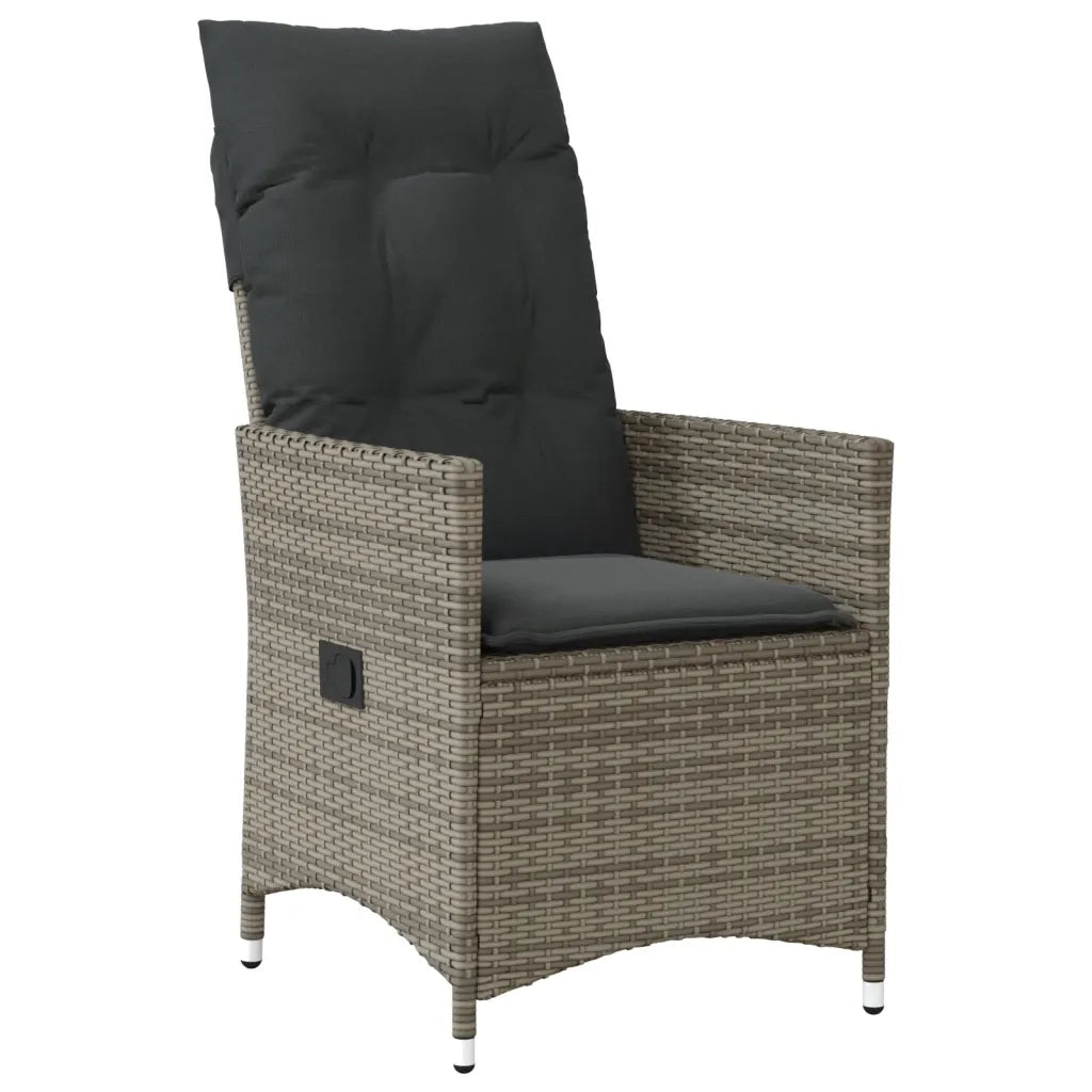 Set Bistrò da Giardino 9 pz con Cuscini in Polyrattan Grigio