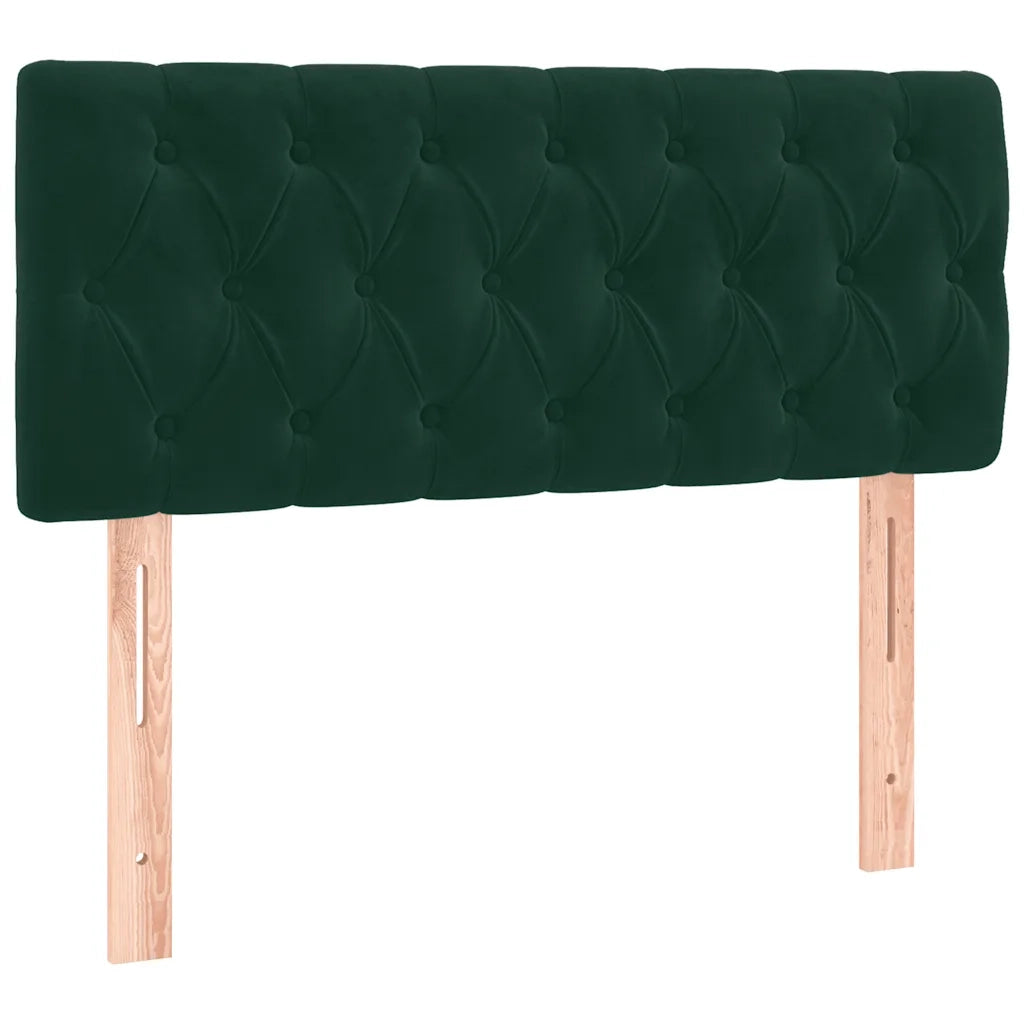 Letto a Molle con Materasso e LED Verde Scuro 90x200cm Velluto