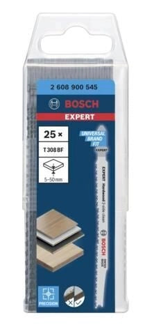 Bosch 2 608 900 545 Expert Hardwood 2-side clean Lama per seghetto alternativo Bimetallo Lunghezza totale 11,7 cm Quantita' 25 pz colore Acciaio inox