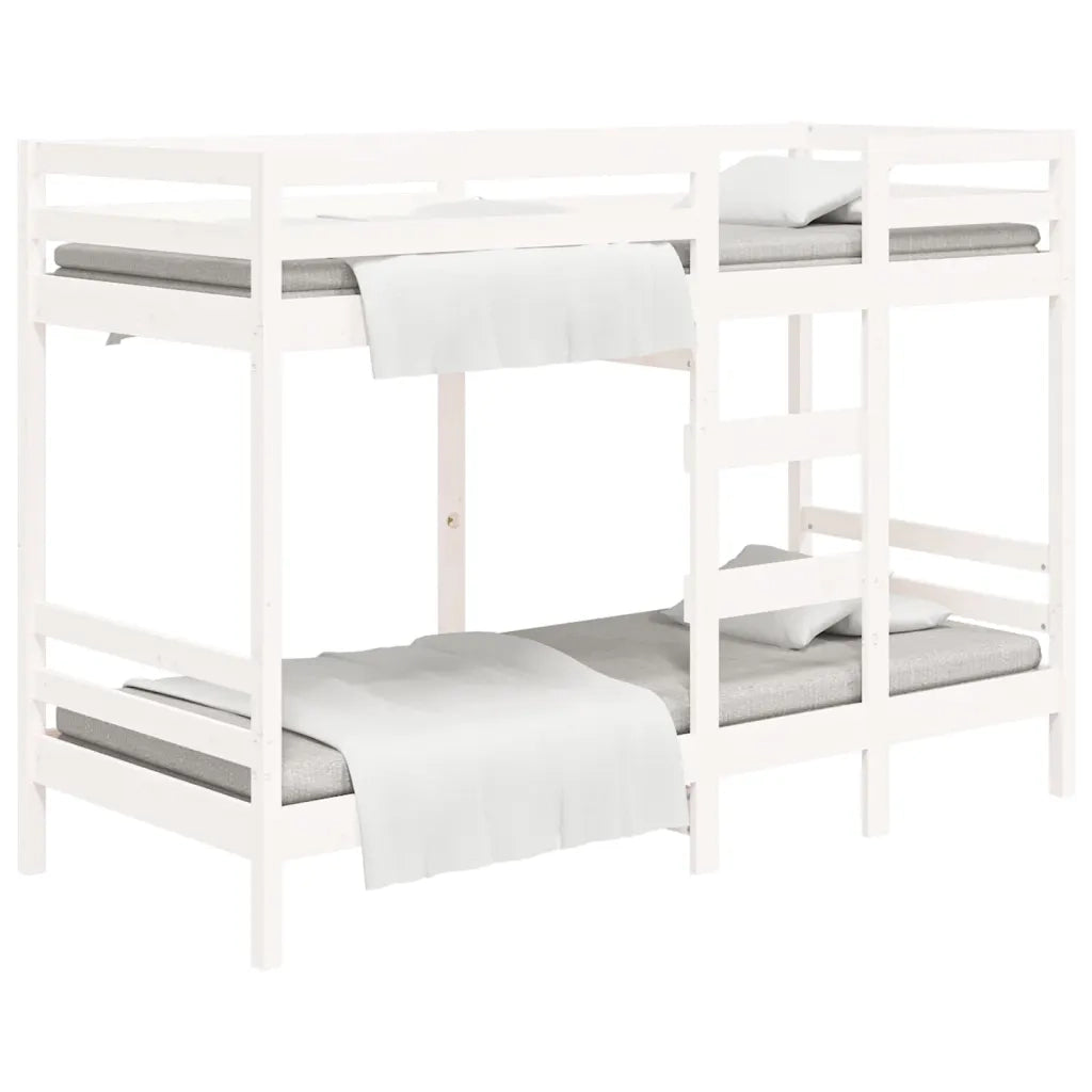 Letto a Castello Bianco 80x200 cm in Legno Massello di Pino