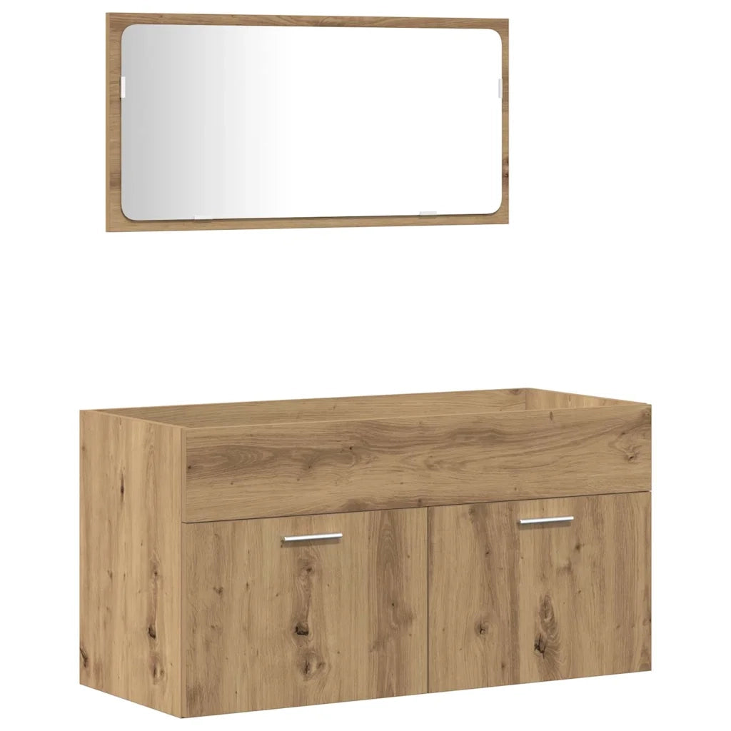 Set Mobili da Bagno 3 pz Rovere Artigianale Legno Multistrato 3328592