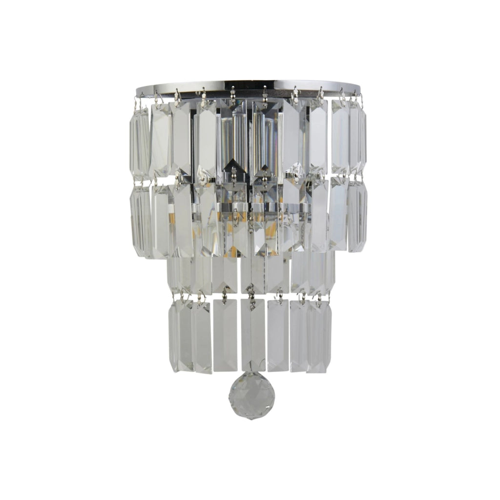 Applique Empire 2LT, cromo con cristallo trasparente