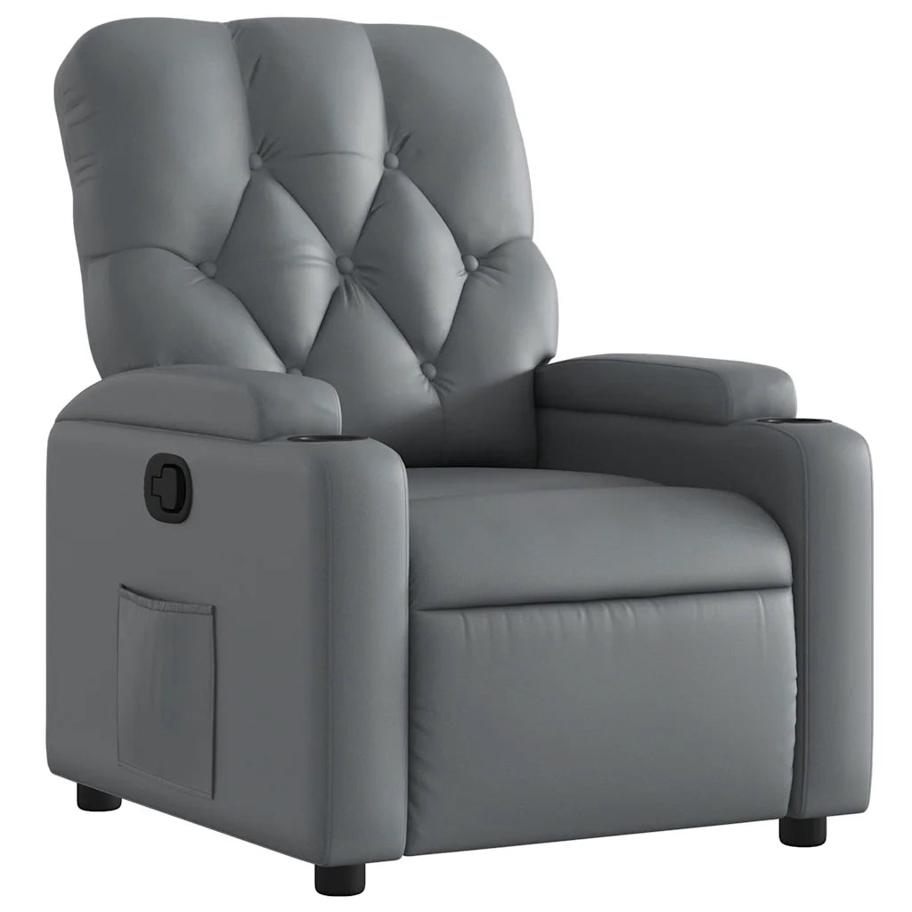 Poltrona | Sedia Relax Reclinabile Grigia in Similpelle