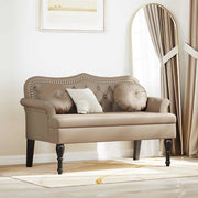 Panca Chesterfield-Sgabello-Divano con cuscino Cappuccino 120,5 x 65 x 75 cm