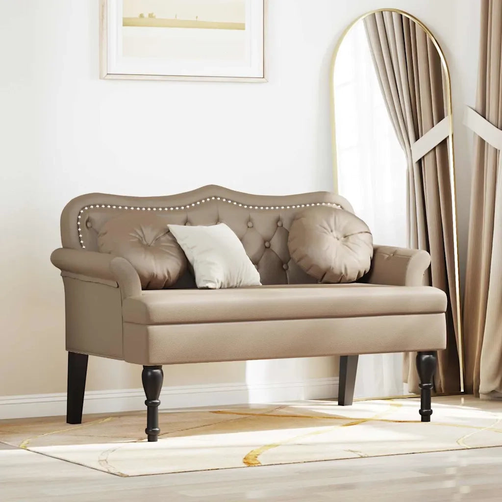 Panca Chesterfield-Sgabello-Divano con cuscino Cappuccino 120,5 x 65 x 75 cm