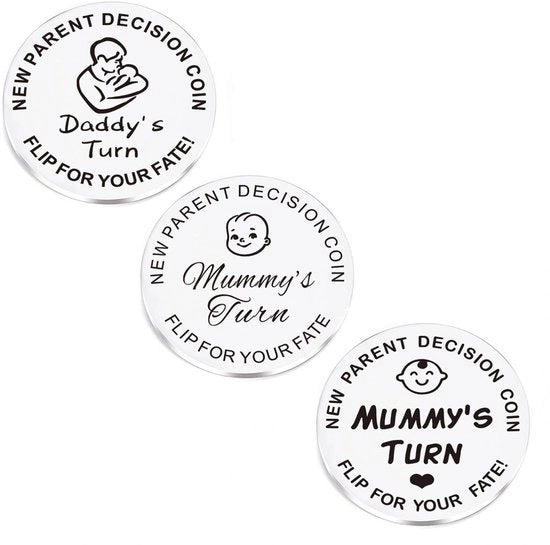Moneta a Scegliere - 3 Pezzi Moneta a Scegliere con Faccia Diversa - Giocosa Cadeau per Bambini - Medaglione di Ricordo in Acciaio Inossidabile - Cadeau per Nuovi Genitori - Piccola e Leggera - Moneta a Scegliere con Due Faccie