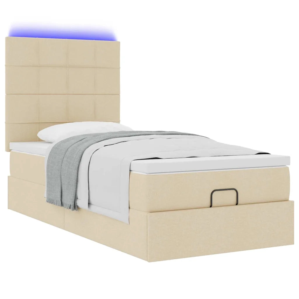 Struttura Letto Pouf con Materasso Crema 90x190 cm in Tessuto 3313973