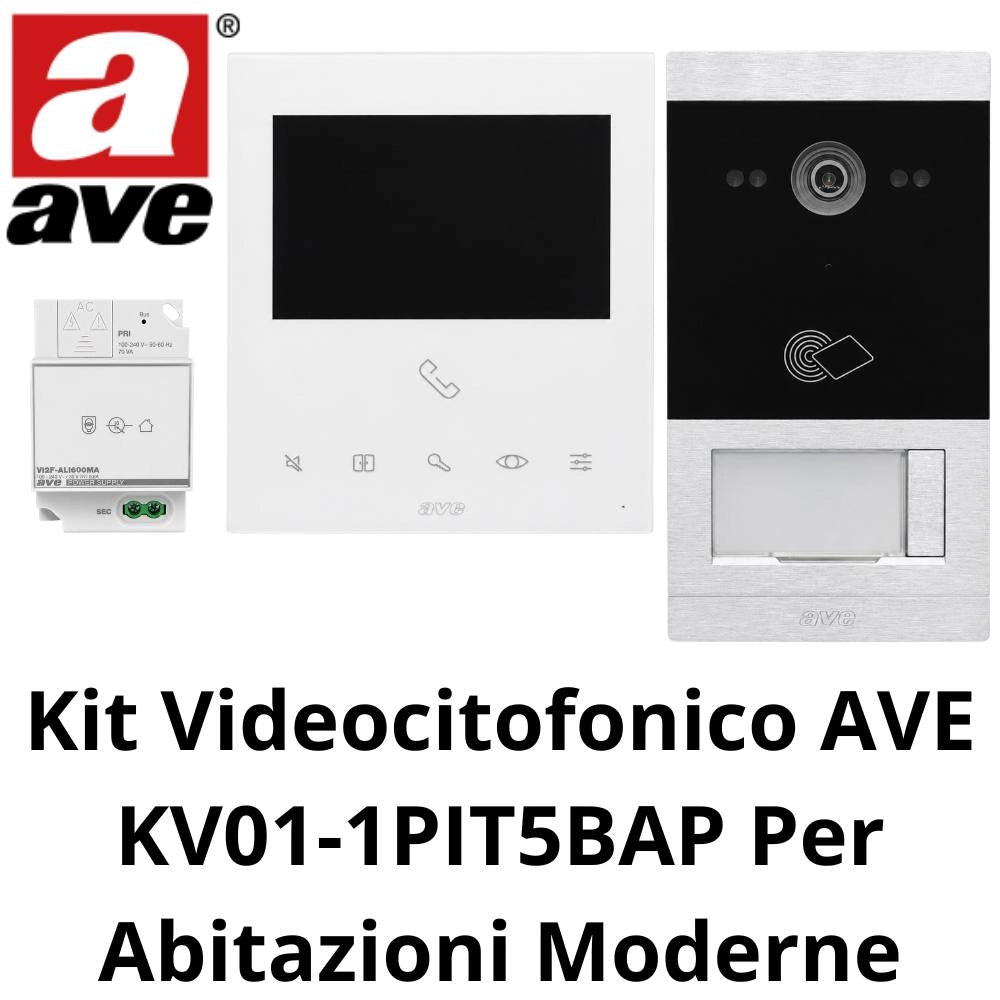 Kit videocitofonico ave kv01-1pit5bap per abitazioni