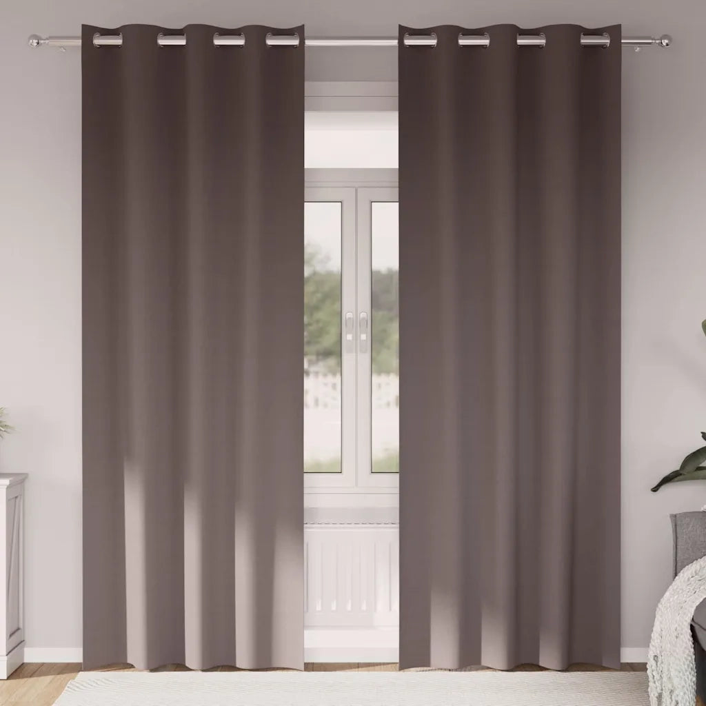 Tende Blackout con Anelli 2 pz Marrone Scuro 245 x 140 cm 4107336