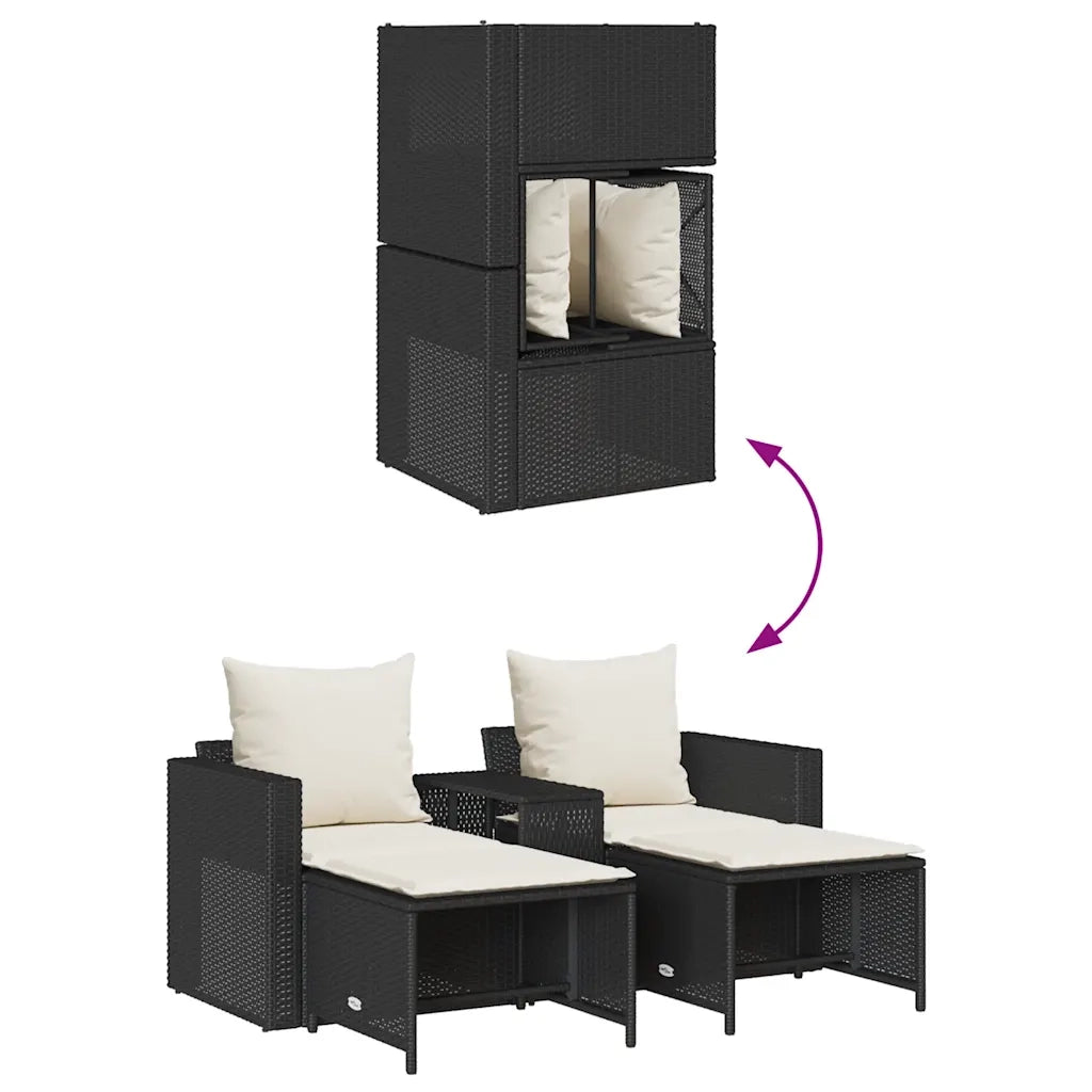 Set Divani da Giardino 5 pz con Cuscini in Polyrattan Nero 4104163