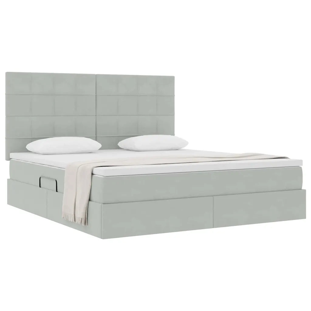 Letto con contenitore e materasso Grigio chiaro 180 x 200 cm 3372045