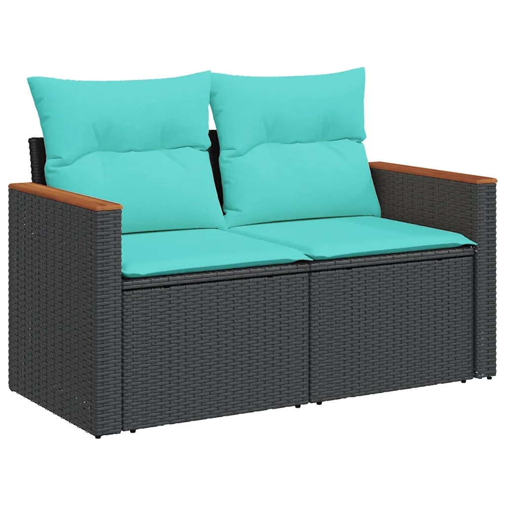 Set Divani da Giardino con Cuscini 7pz Nero Polyrattan 3327508