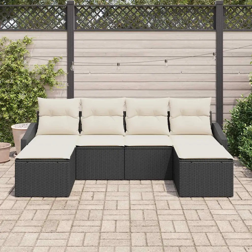 Set di divani con cuscino 6 pcs Nero polyrattan 3346827