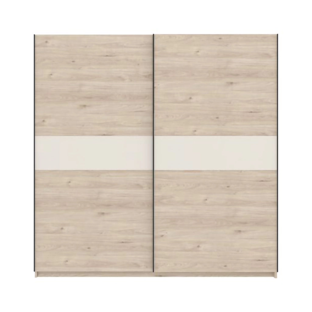 Armadio Camera da Letto Nalika, Guardaroba 2 Ante 2 Ripiani, 200x204h cm Marrone Rovere