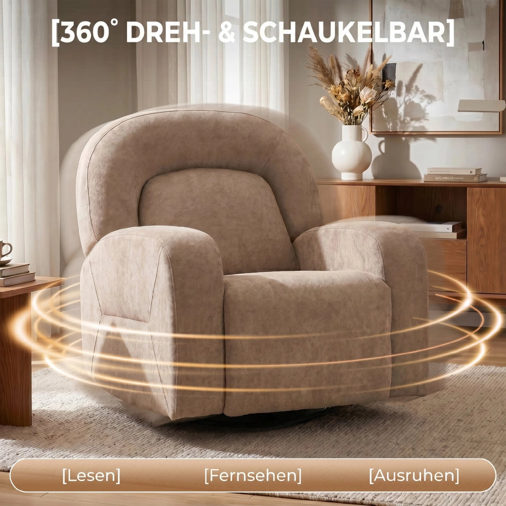 Poltrona girevole relax ¨C Xylo ¨C Tessuto velluto khaki