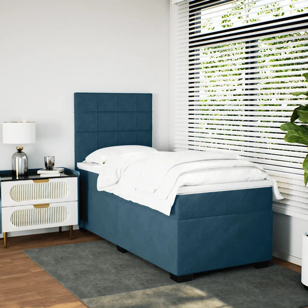 Giroletto a Molle con Materasso Blu 90x190 cm in Velluto 3293090