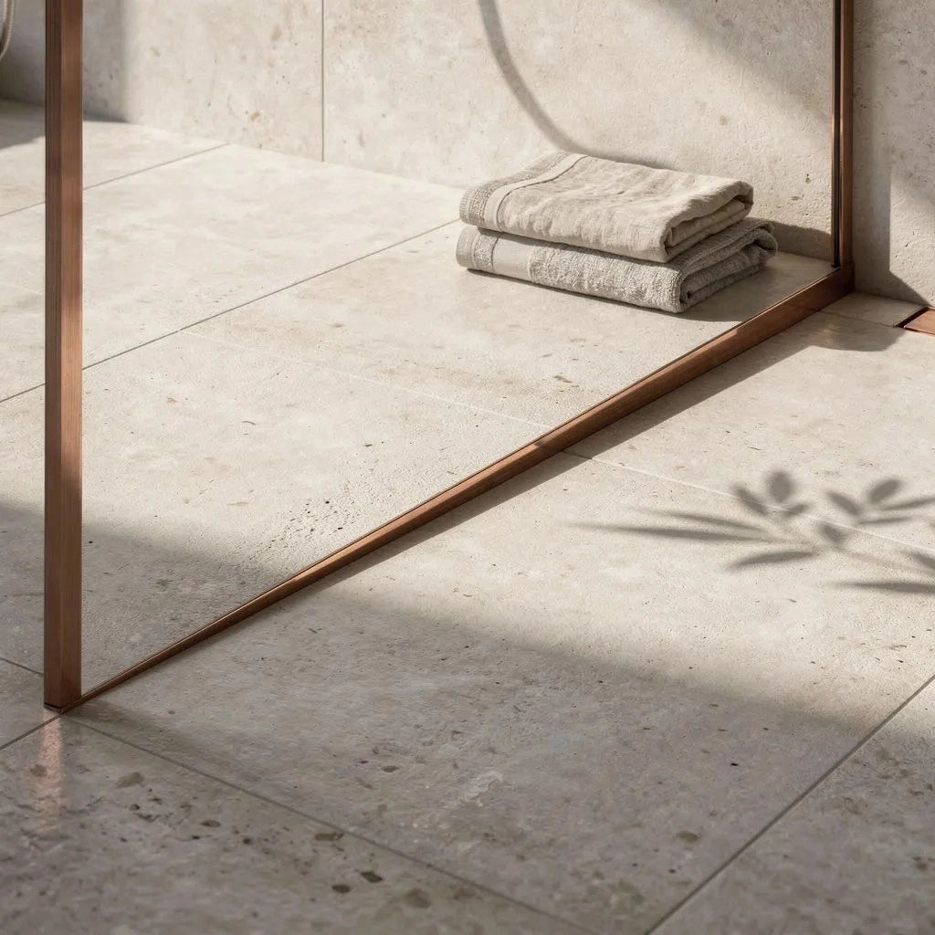 Profilo Doccia Pendenzato 120cm Brush Copper sinistra