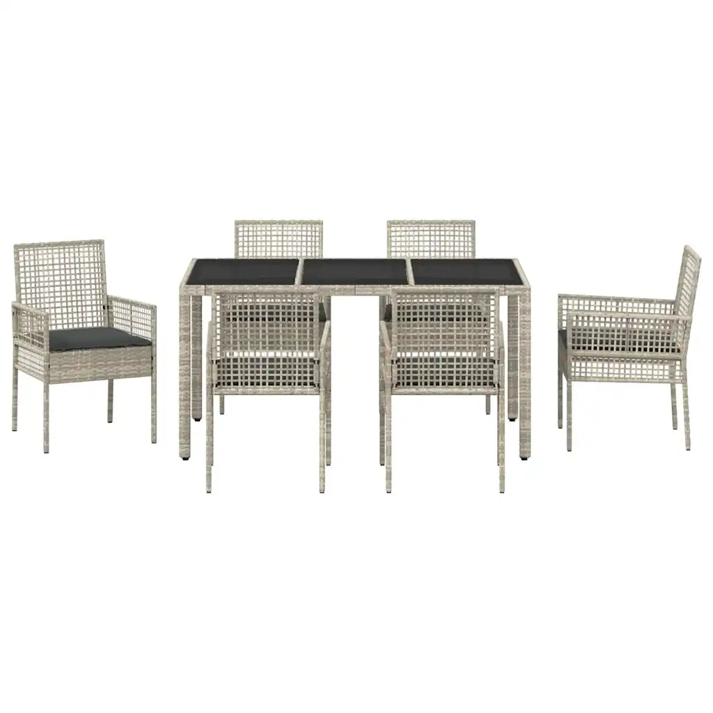 Set da Pranzo per Giardino 7 pcs Grigio chiaro polyrattan 3334898