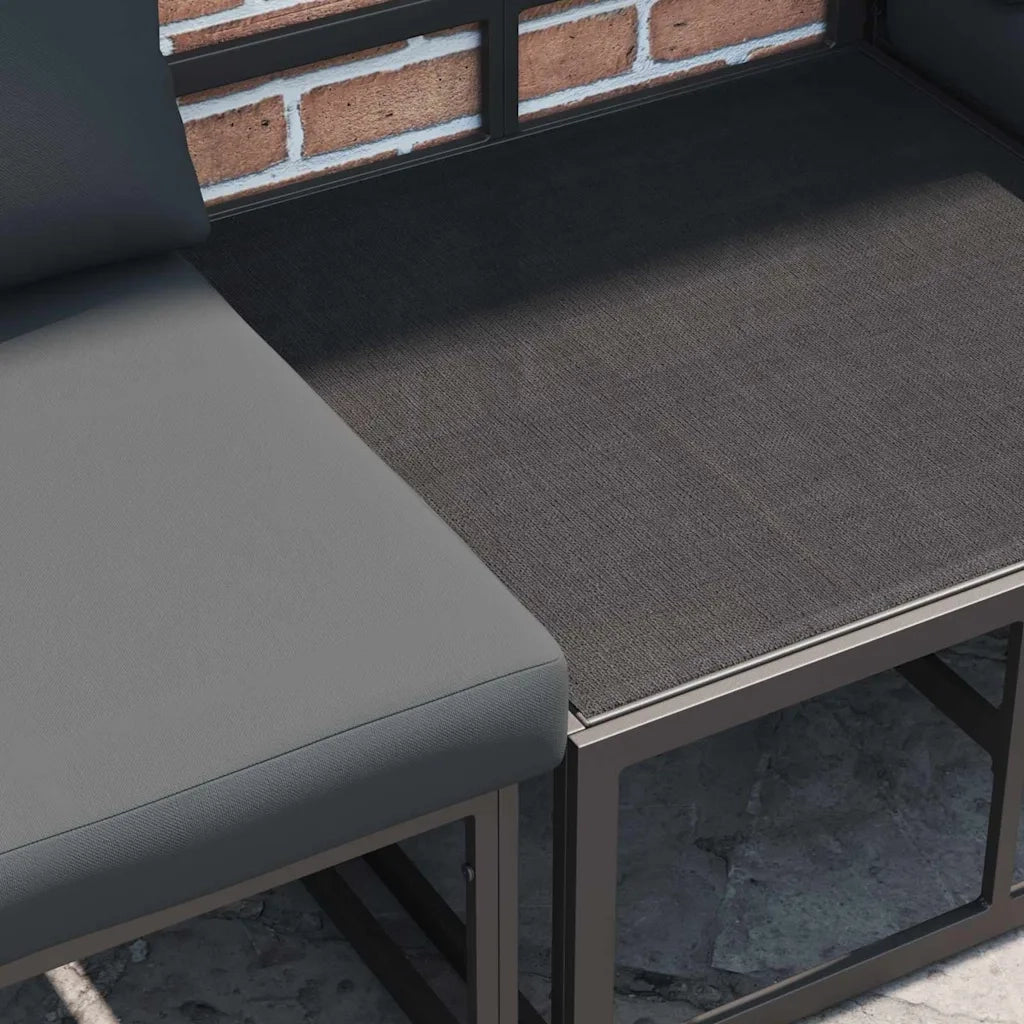 Set Divano da Giardino con cuscino 5 pcs Nero Alluminio