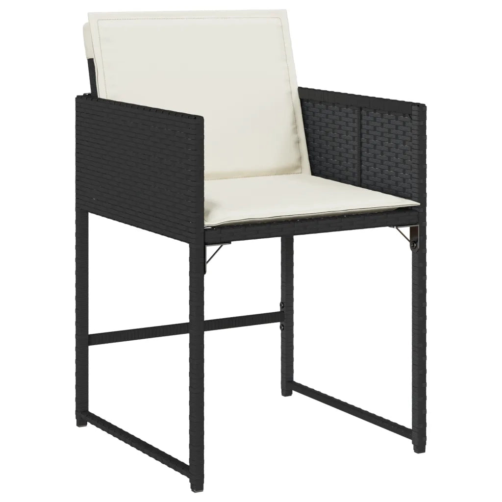 Set da Pranzo da Giardino 7 pz Nero con Cuscini in Polyrattan 3278042