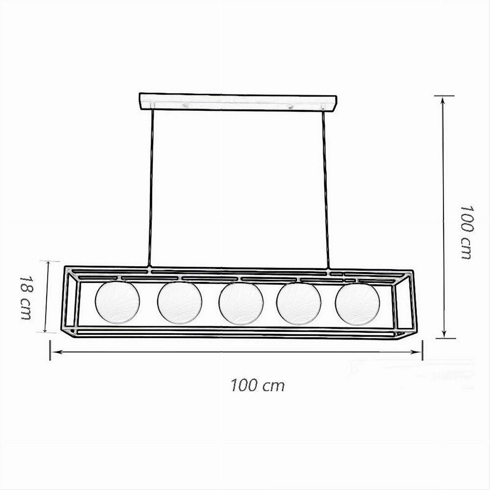 Trade Shop - Lampadario A Sospensione Da Soffitto Contemporaneo Nero Con 5 Sfere Vetro G9 B89 -