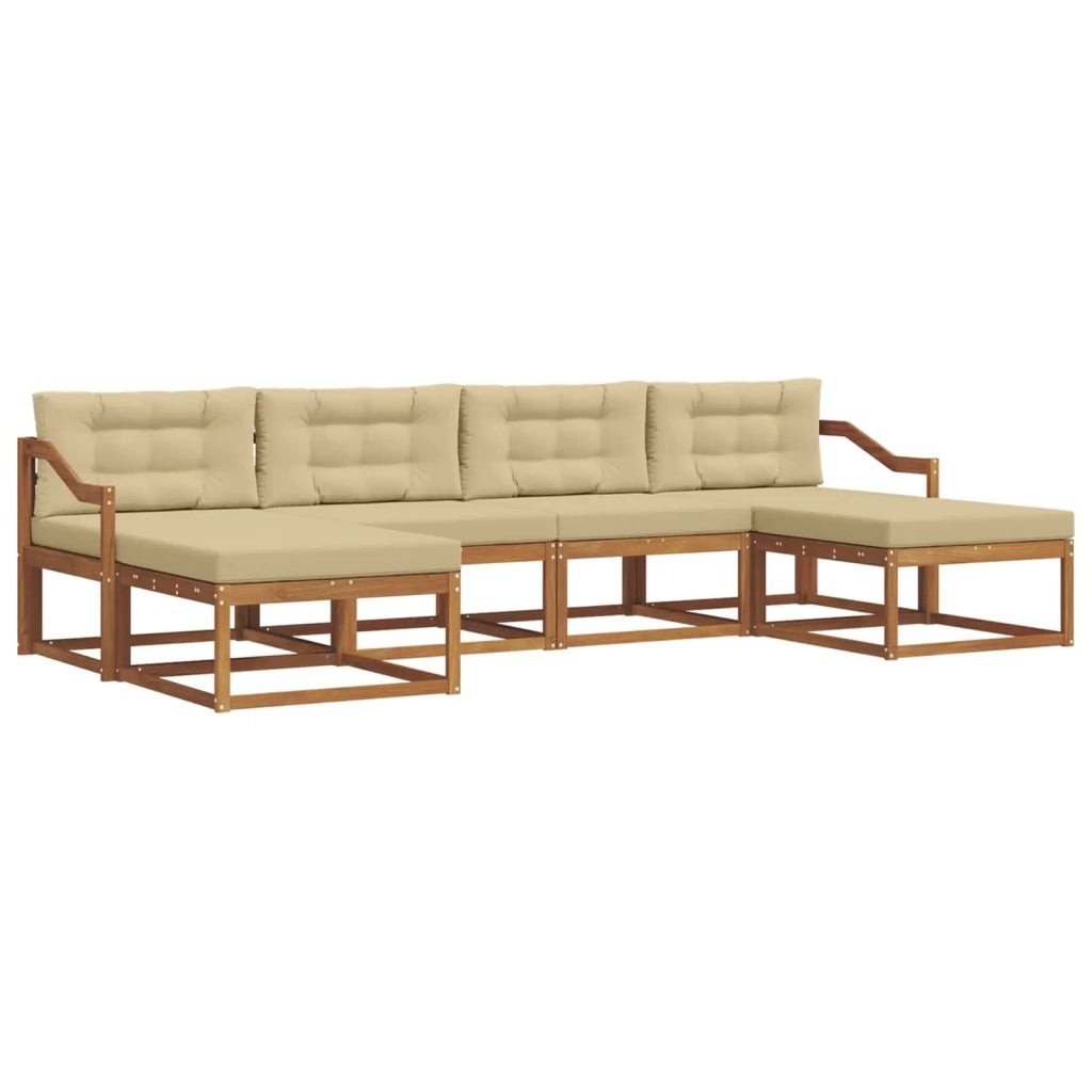 Set di divani da esterno con cuscino 6 pcs Naturale e Beige 3367981