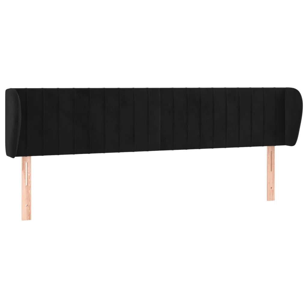Testiera | Testata ad Orecchio Nera 183x23x78/88 cm in Velluto