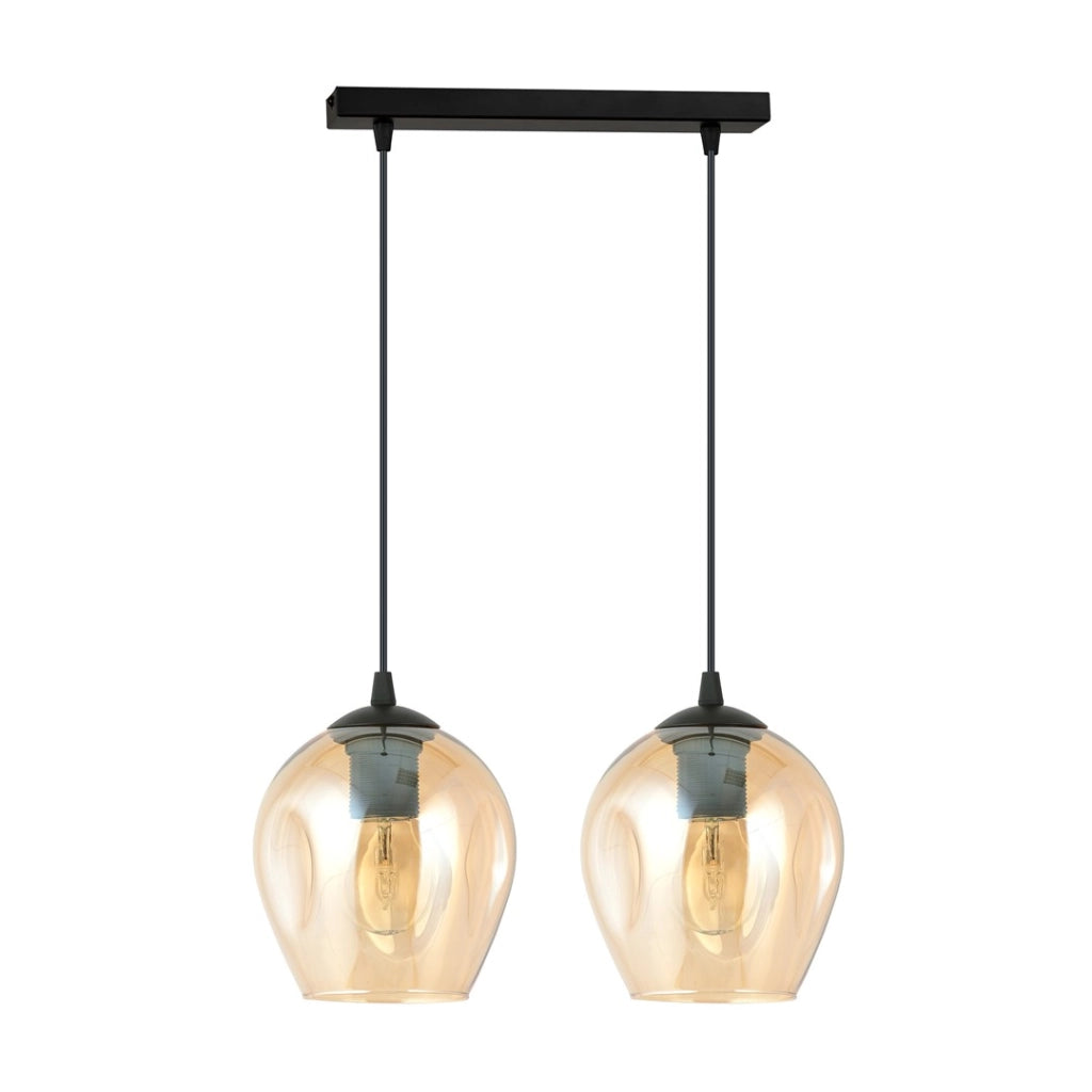 Lampada a sospensione Emibig Istar 2 E27 vetro miele nero