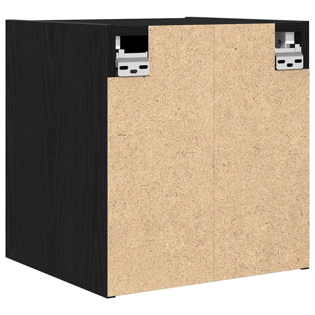 Comodino a Muro-Tavolino da notte sospeso Rovere Nero 38x34x40 cm 165686