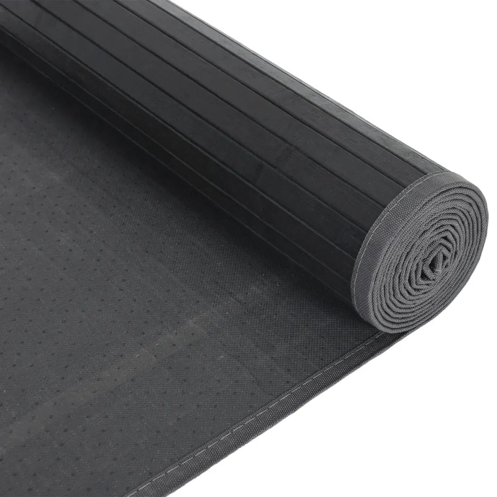 Tappeto Rettangolare Grigio 80x500 cm in Bambù 376928