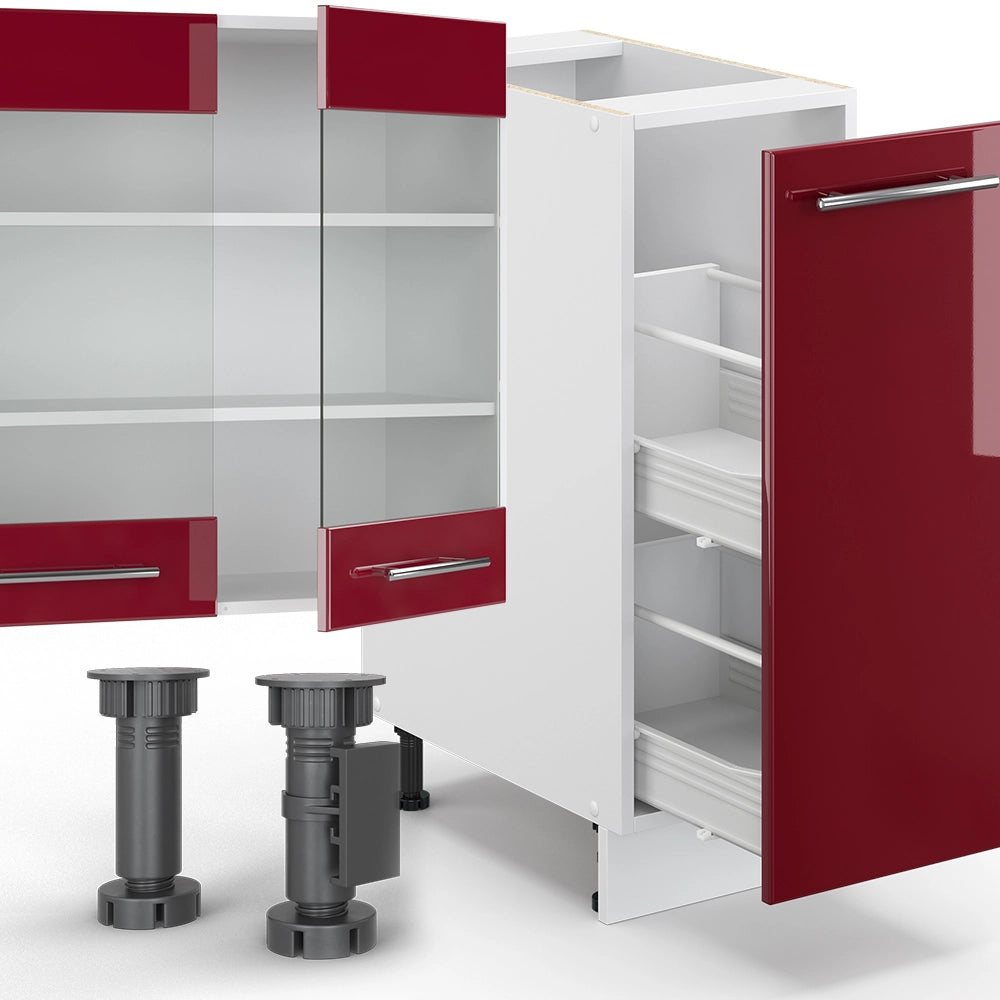 Cucina componibile Fame-Line Bordeaux lucido/Bianco 280 cm, PL Marmo Vicco