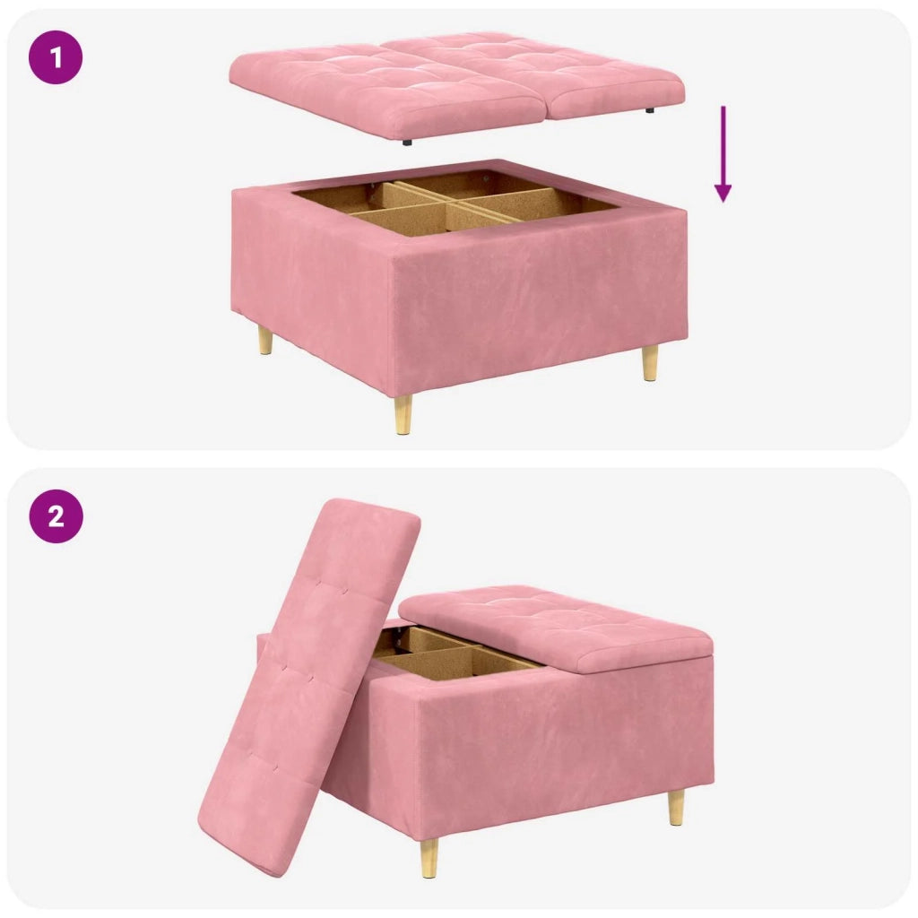 Pouf contenitore con cuscino Rosa 80 x 80 x 45 cm Velluto 876843