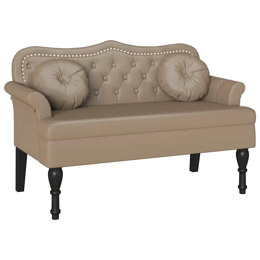 Panca Chesterfield-Sgabello-Divano con cuscino Cappuccino 120,5 x 65 x 75 cm