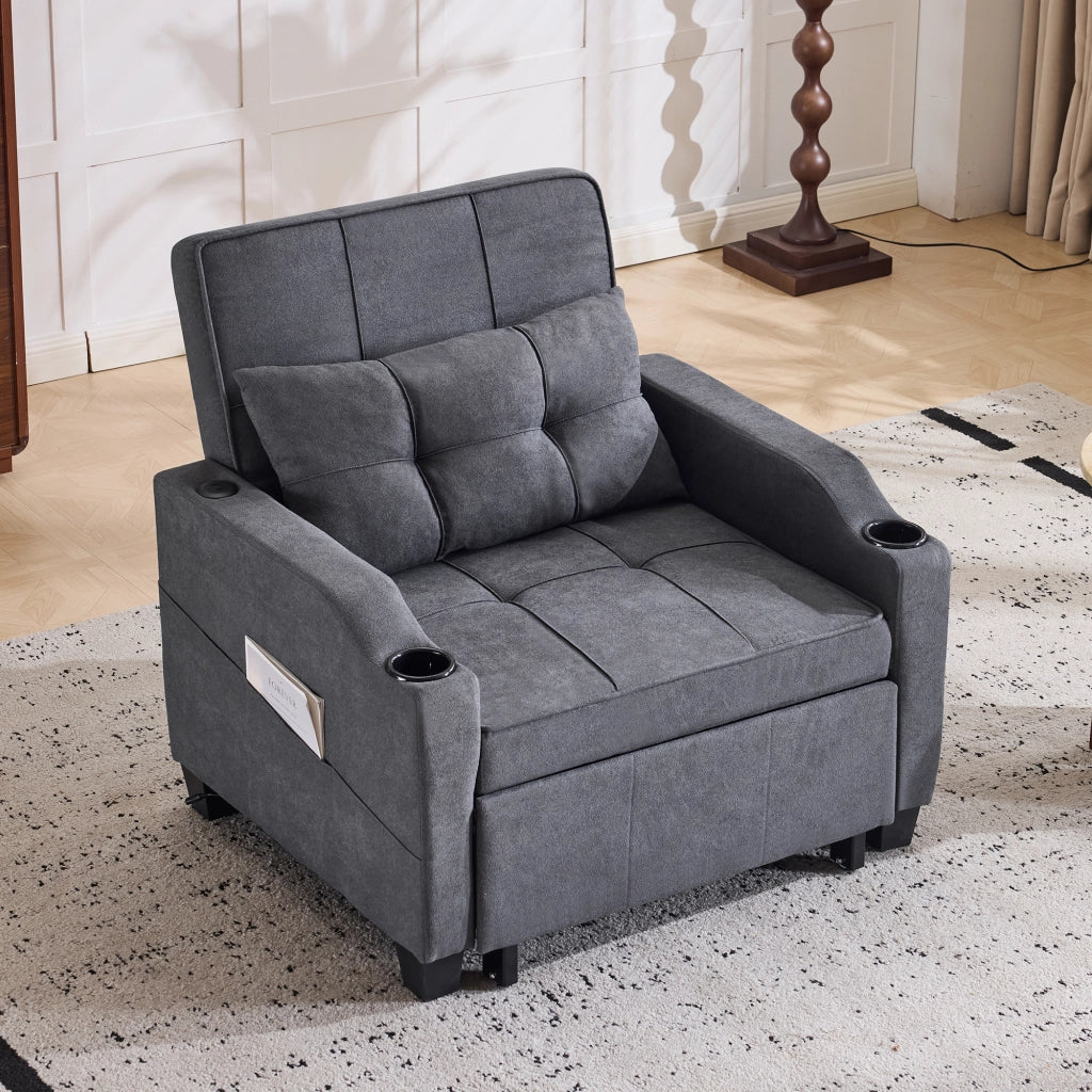 Divano letto estraibile 3 in 1 - Zephmum- Con porta bevande e USB