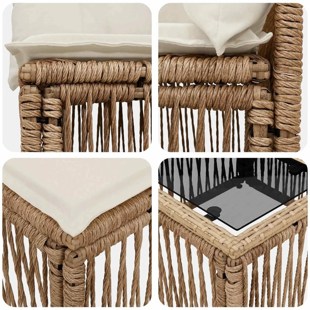 Set Divano da Giardino 4 pz | Set Salotto da Giardino Beige polyrattan