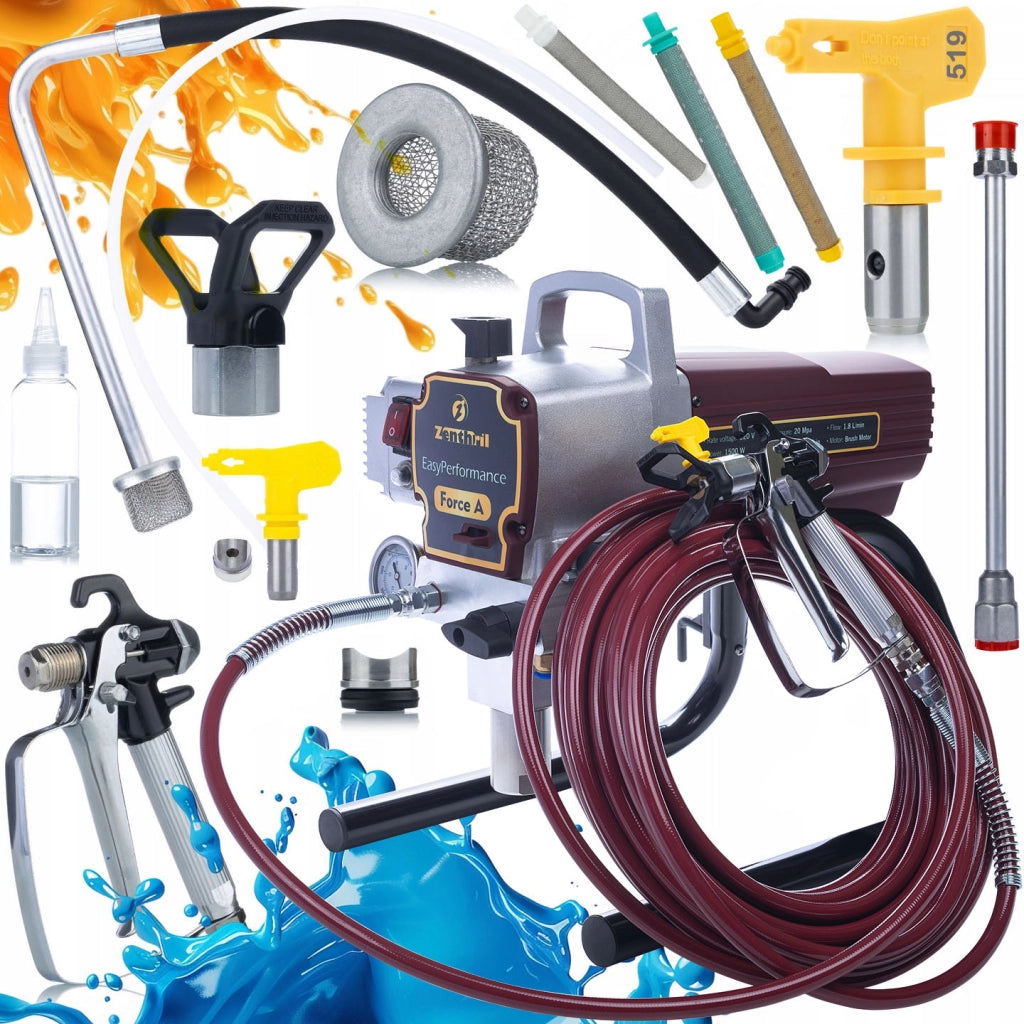 Agitatore di Vernice Zenthril Force A 1500W 20MPa 0,019" 1,8L/min – Set EasyPerformance con Ugello 519 e Filtri 30, 60