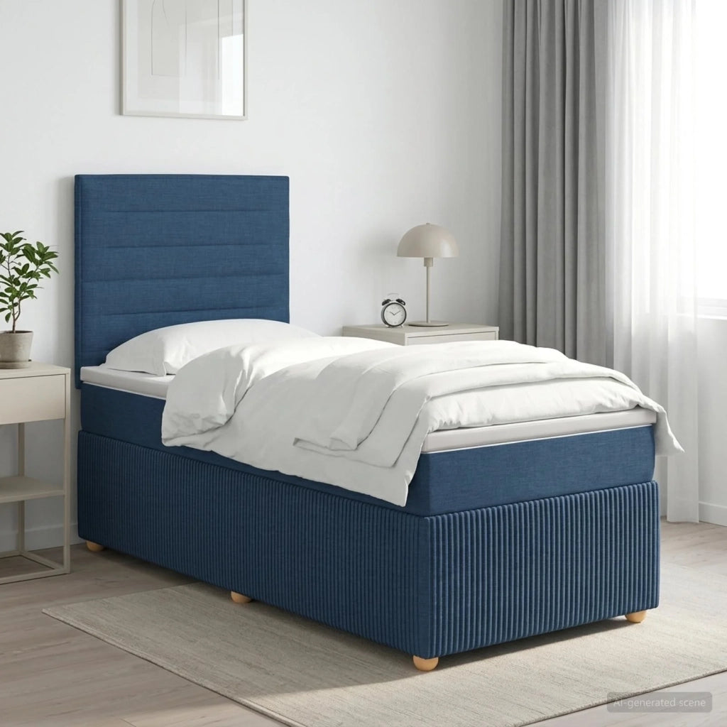 Letto box spring con materasso Blu 90 x 190 cm Tessuto 3454283