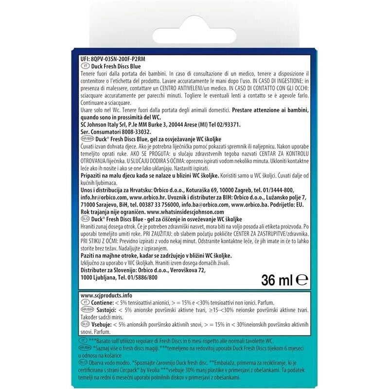 DUCK FRESH DISCS BLUE BASE PER DISCHI GEL IGIENIZZANTI WC 1 APPLICATORE E 6 DISCHETTI