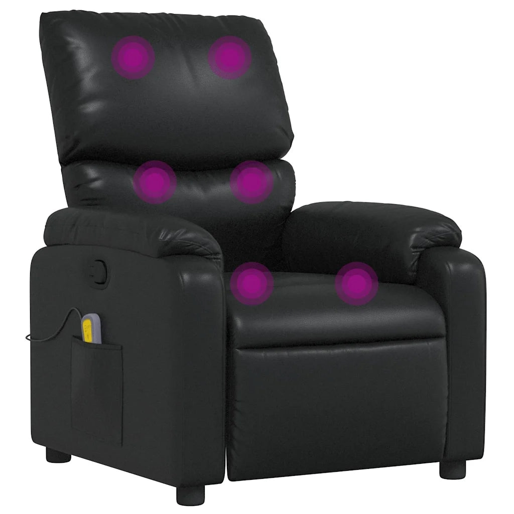 Poltrona Massaggiante | Sedia Relax Reclinabile Nera in Similpelle