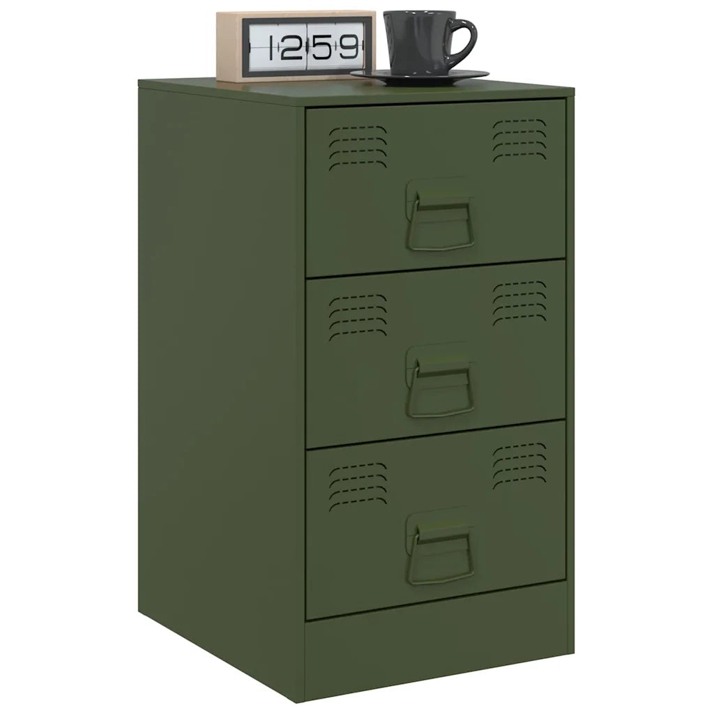 Comodini 2 pz-Set di 2 Tavolino da notte Verde Oliva 34,5x39x62 cm in Acciaio 363105