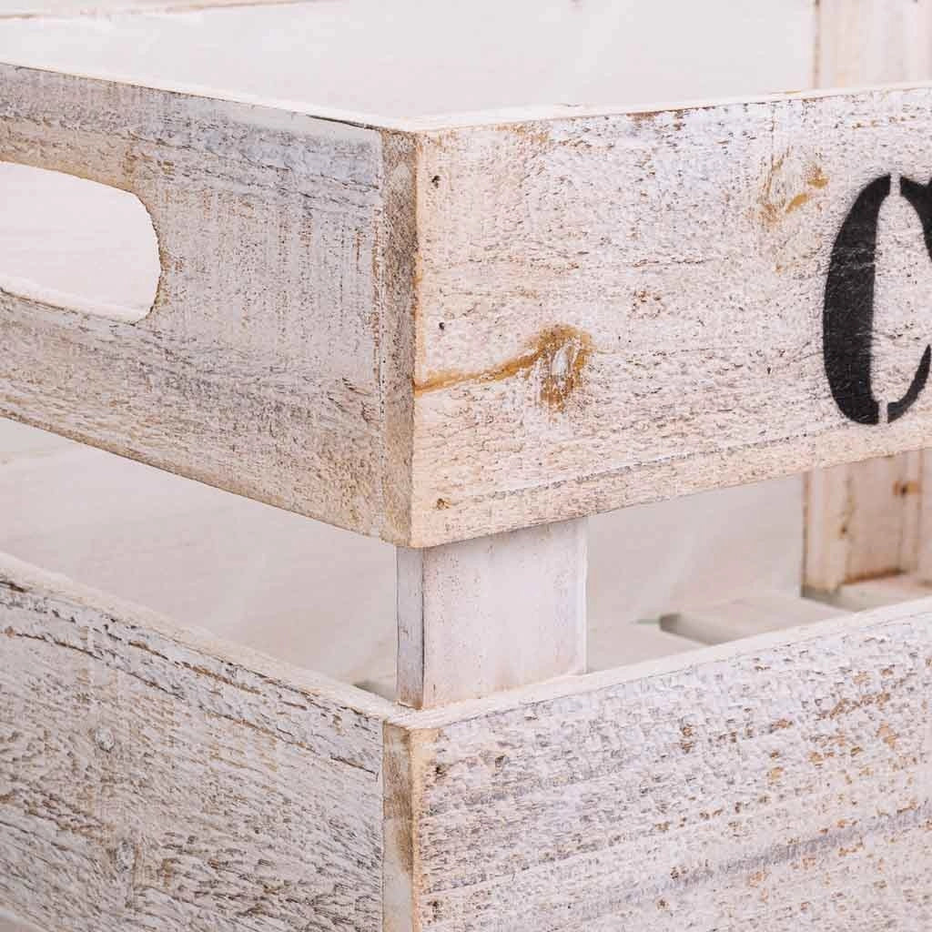 Set di 3 scatole in legno bianche