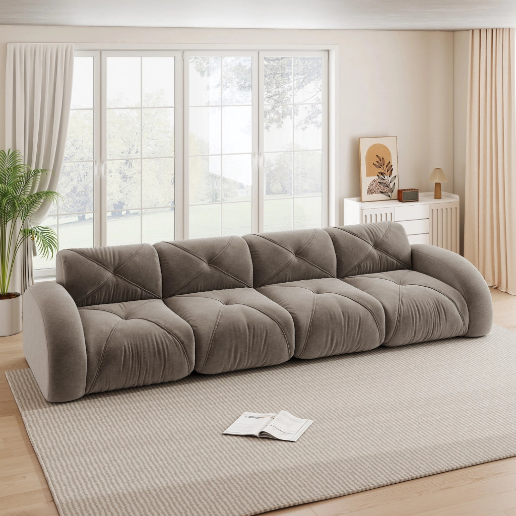 Sofa modulare extra grande senza cornice - Zephmum- Tessuto chenille comodo, design antiscivolo, marrone
