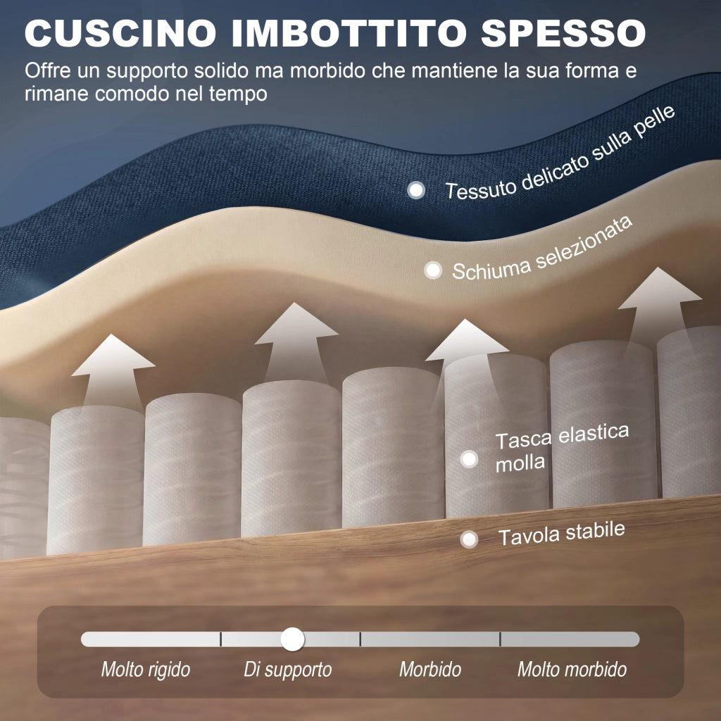Poltrona Relax in Velluto Blu con Cuscini ¨C Minimal ¨C 74x86x102 cm