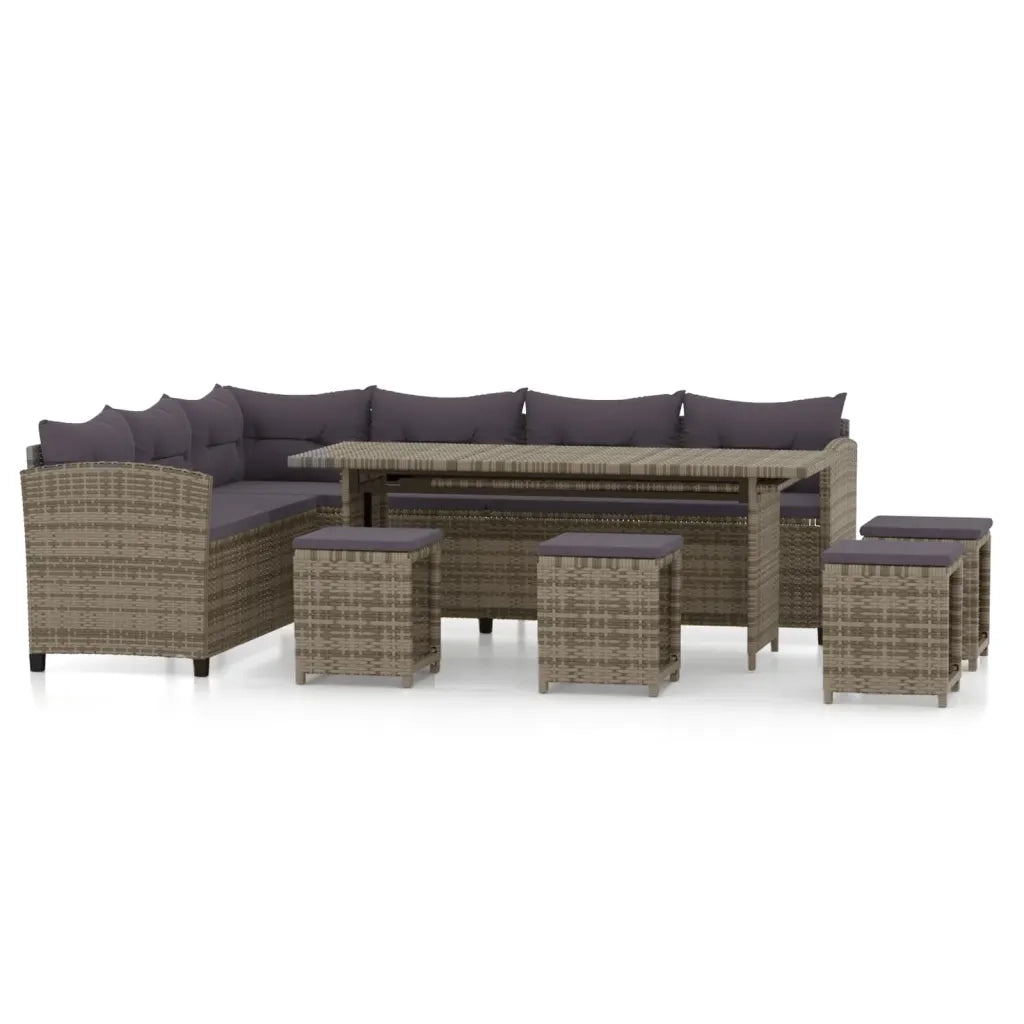 Set Divani da Giardino 6 pz con Cuscini in Polyrattan Grigio 3098169